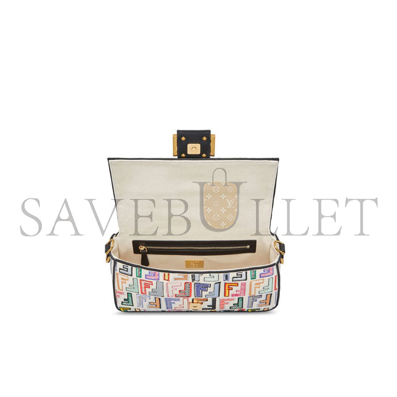 F**di baguette baguette bag in embroidered ff pattern canvas (27*15*6cm)